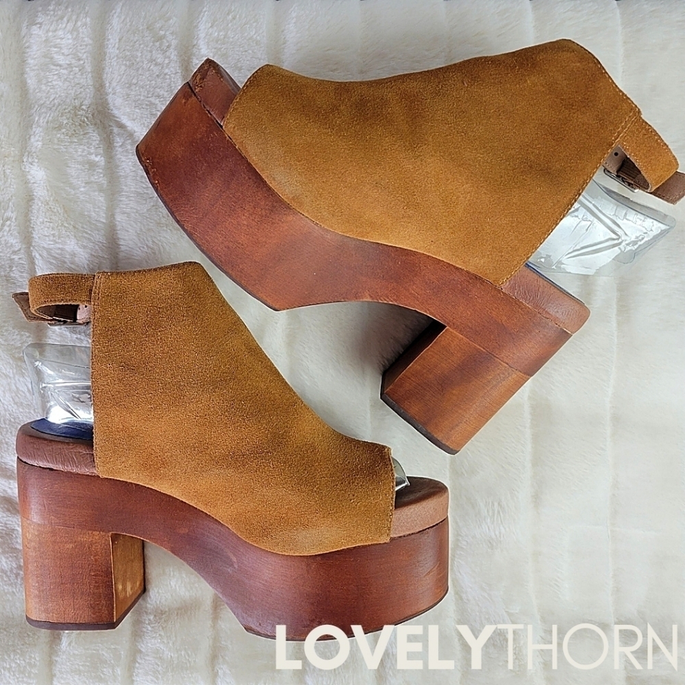 JEFFREY CAMPBELL // ltd ed free people collab suede wooden platform block heels - Picture 7 of 16